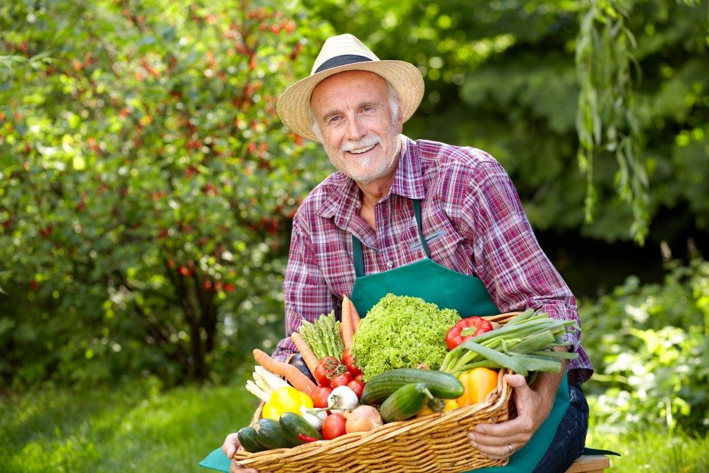 old man with his fresh produce