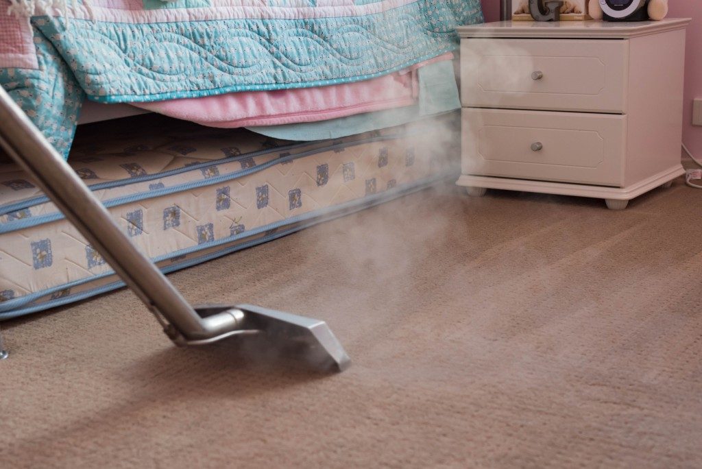 steaming the carpet