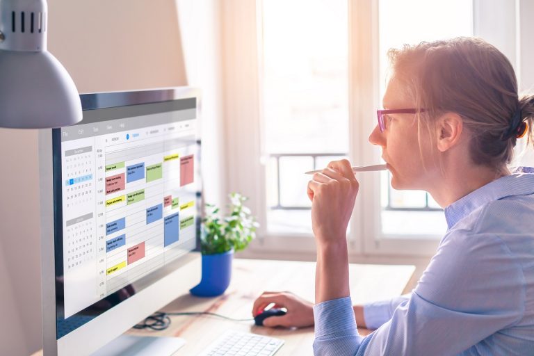 woman working at home