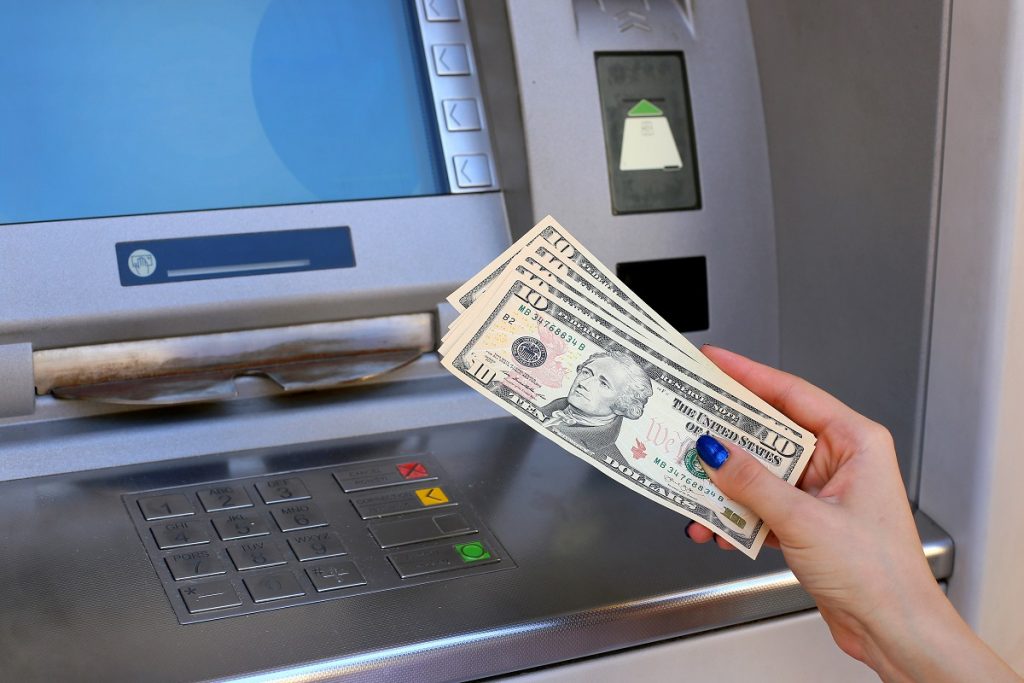withdrawing cash from the bank