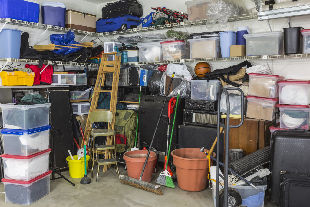 cluttered garage